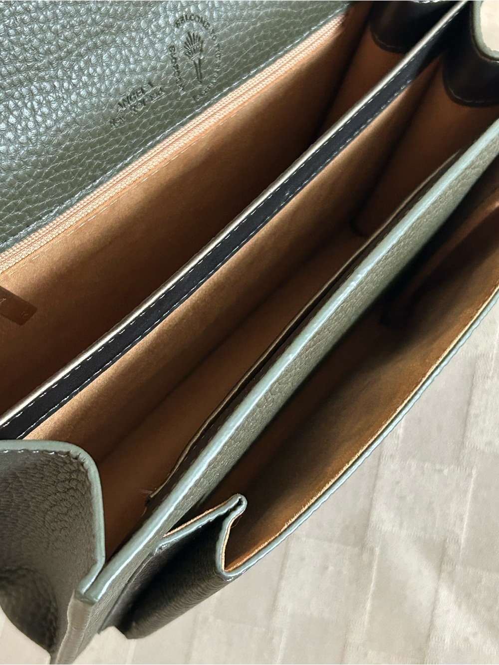 Angela Roi Eloise Peebled Leather Satchel In Deep Olive - Picture 13 of 15